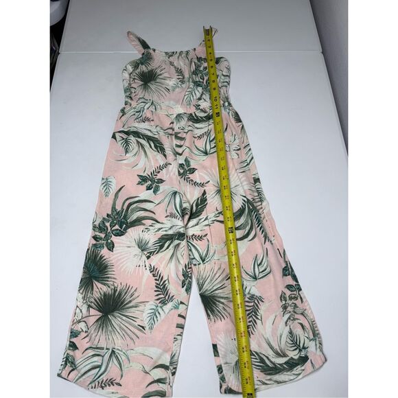 Old Navy Girls Sleeveless Linen-Blend Jumpsuit Floral Print Size S 6/7 Pink - Picture 8 of 11